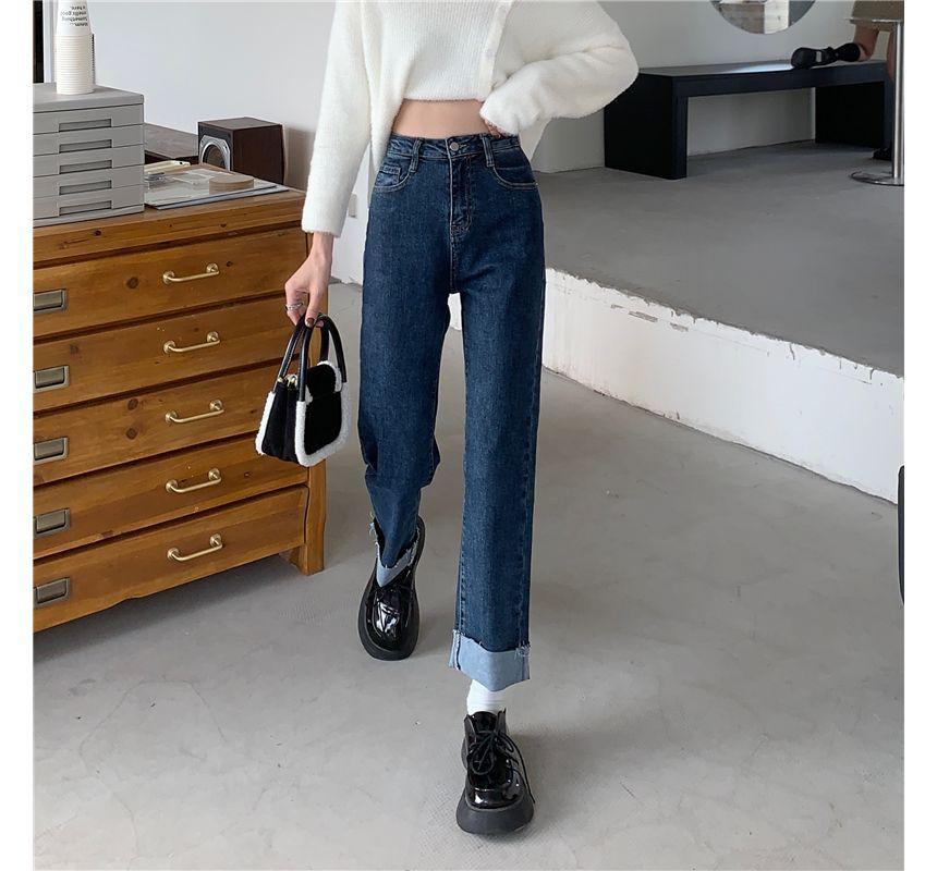 High Waist Straight Leg Jeans Product Image