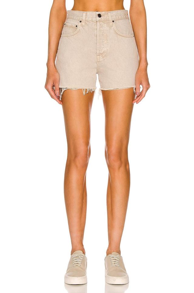 GRLFRND Jules Super High Rise Vintage Short Beige. (also in 27, 28, 30, 31, 32). Product Image