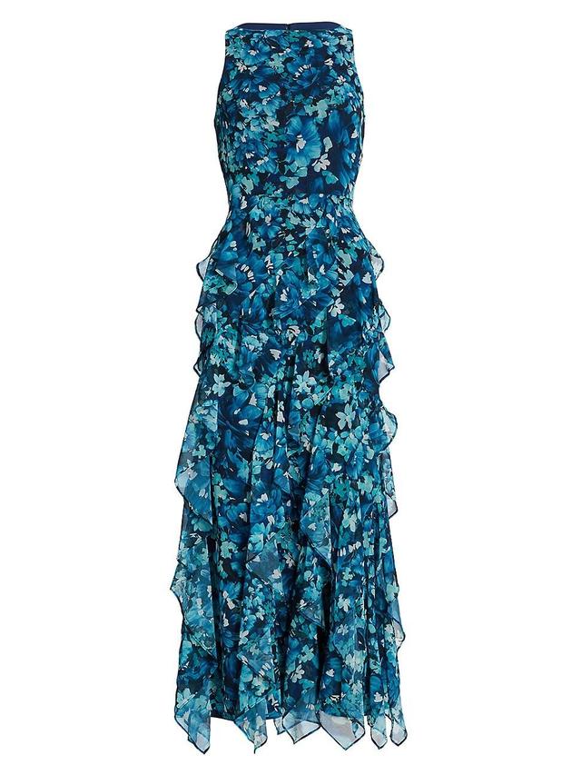 Womens Floral Ruffle-Embellished Dress Product Image