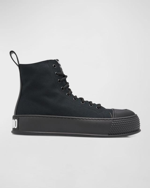 Men's Bumps and Stripes Canvas High-Top Sneakers Product Image