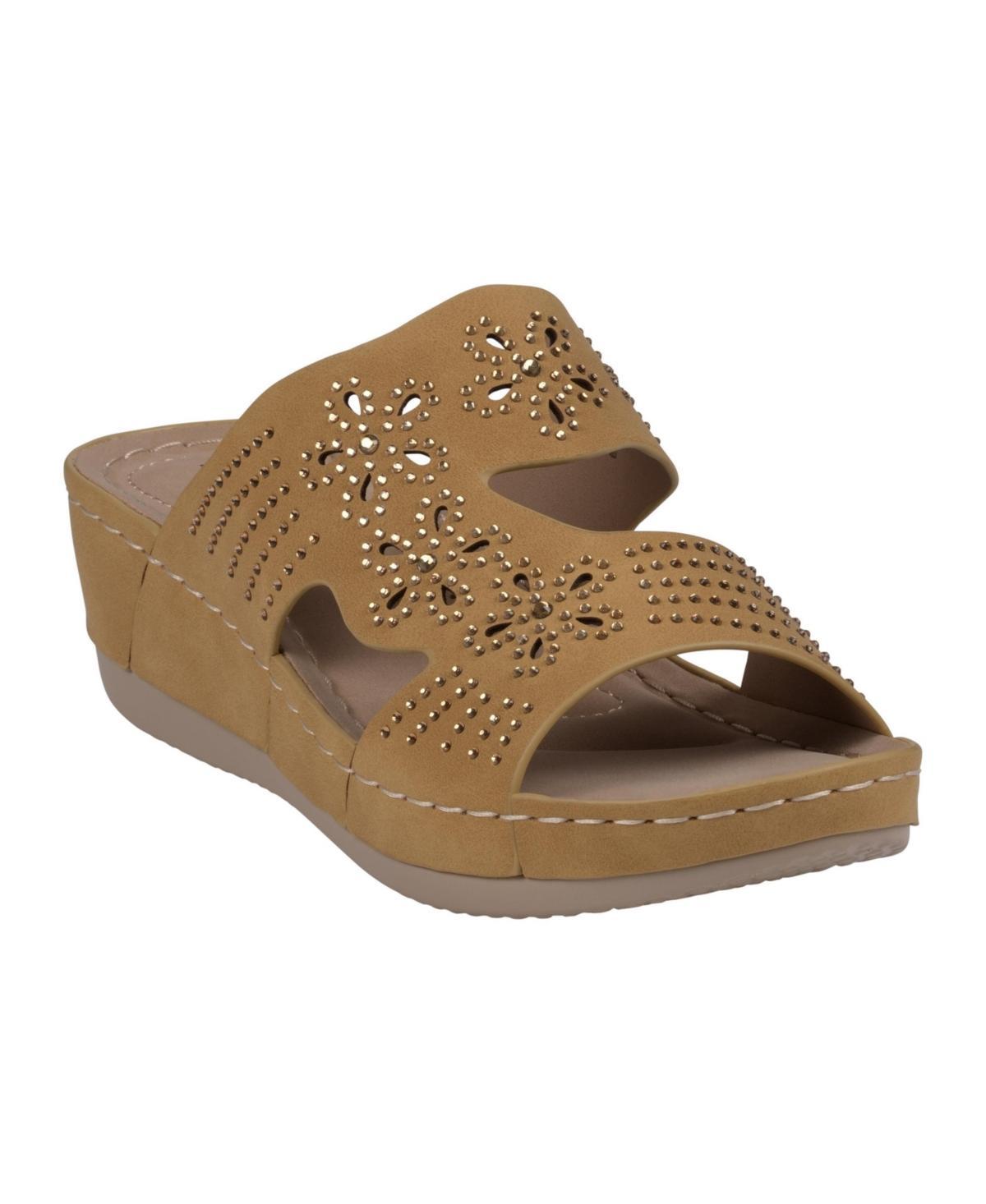 Gc Shoes Womens Santiago Perforated Studded Slip-On Wedge Sandals Product Image