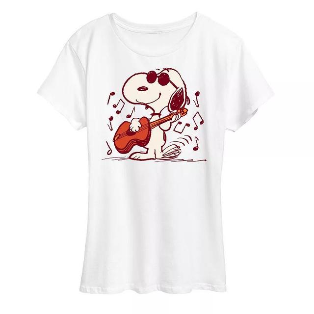 Womens Peanuts Snoopy Joe Cool Guitar Graphic Tee Product Image