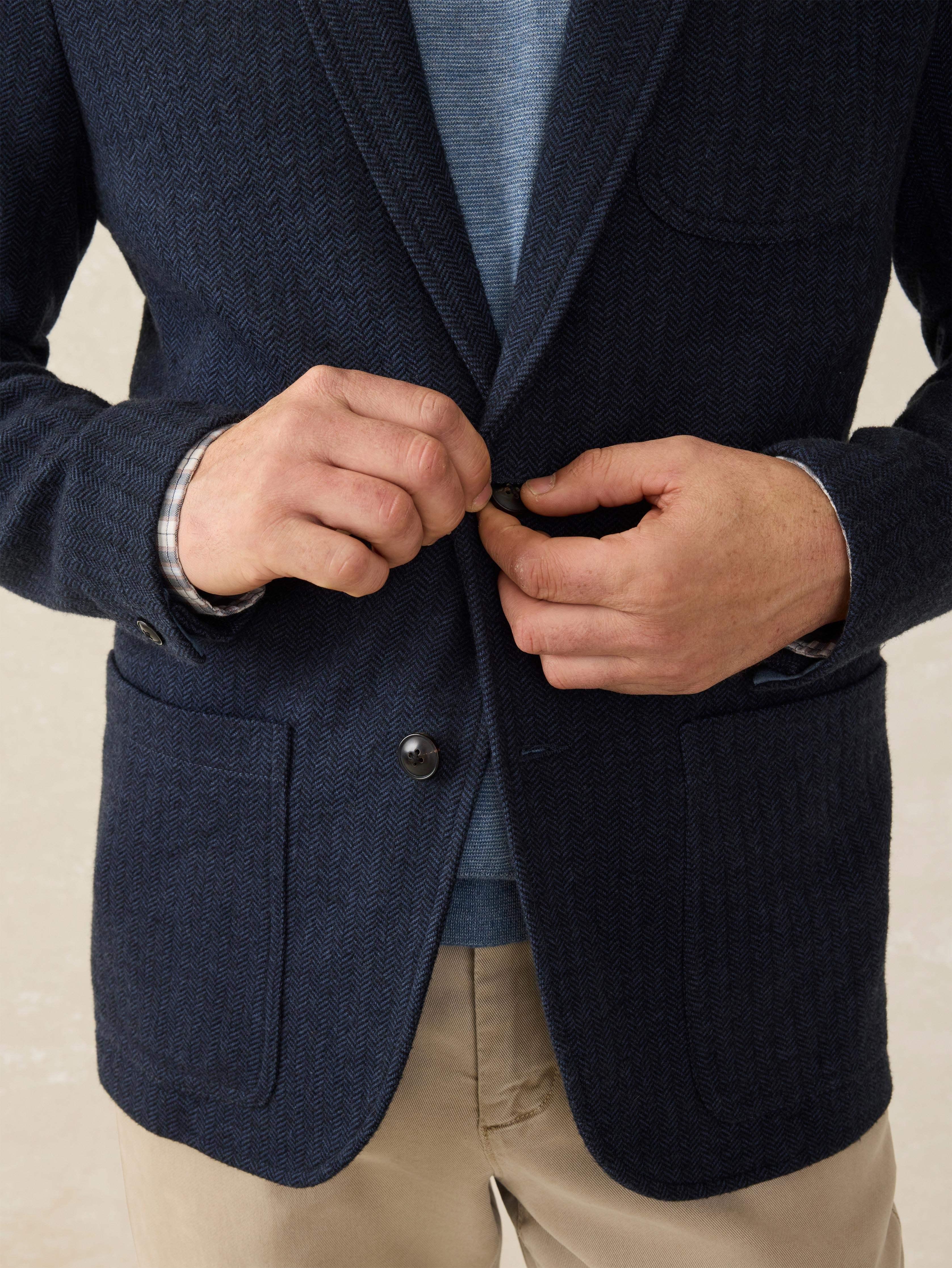 Inlet Knit Tweed Blazer - Navy Twilight Herringbone Product Image