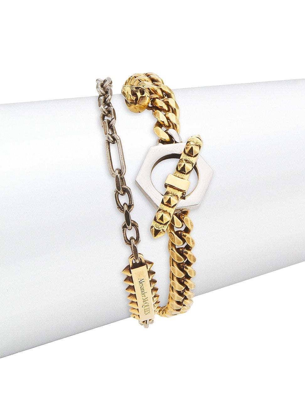 Womens Punk Two-Tone Wrap Chain Bracelet Product Image