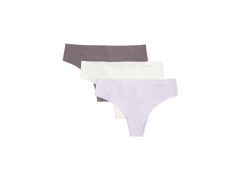 Calvin Klein Underwear Invisibles 3-Pack Thong (Pastel Lilac/Vanilla Ice/Rabbit) Women's Underwear Product Image