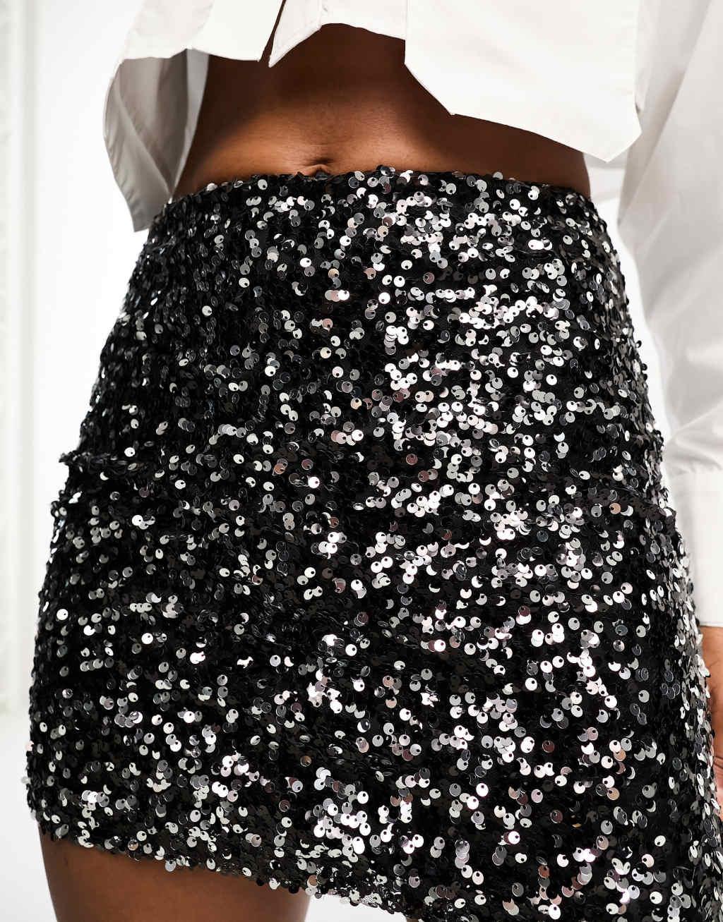 ASOS DESIGN Tall sequin mini skirt Product Image