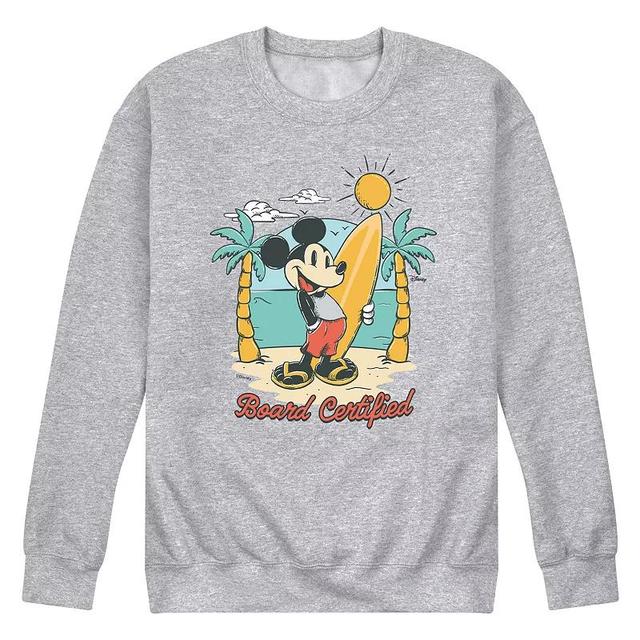 Disneys Mickey Mouse Mens Board Certified Fleece Sweatshirt Grey Gray Product Image