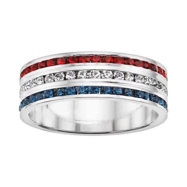 Traditions Jewelry Company Sterling Silver Crystal Eternity Ring, Womens Red White Blue Product Image