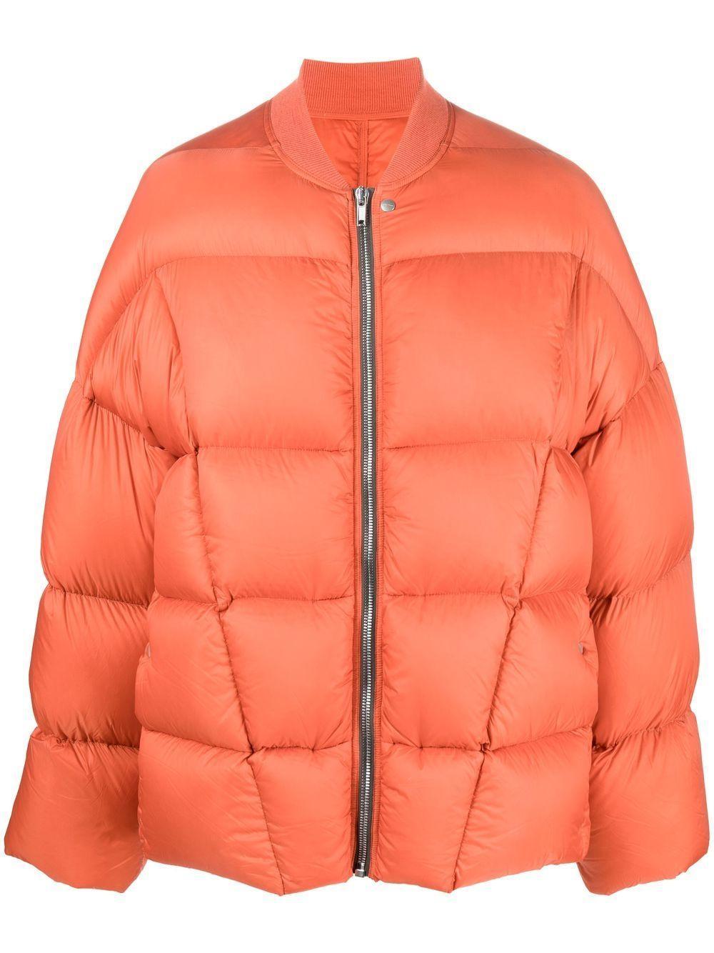 Oversize Lightweight Nylon Down Jacket In Orange Product Image