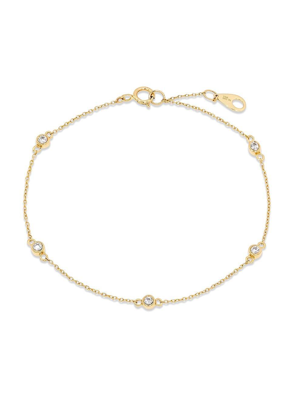 Womens Juliet 14K Yellow Gold & 0.03 TCW Lab-Grown Diamond Station Bracelet Product Image