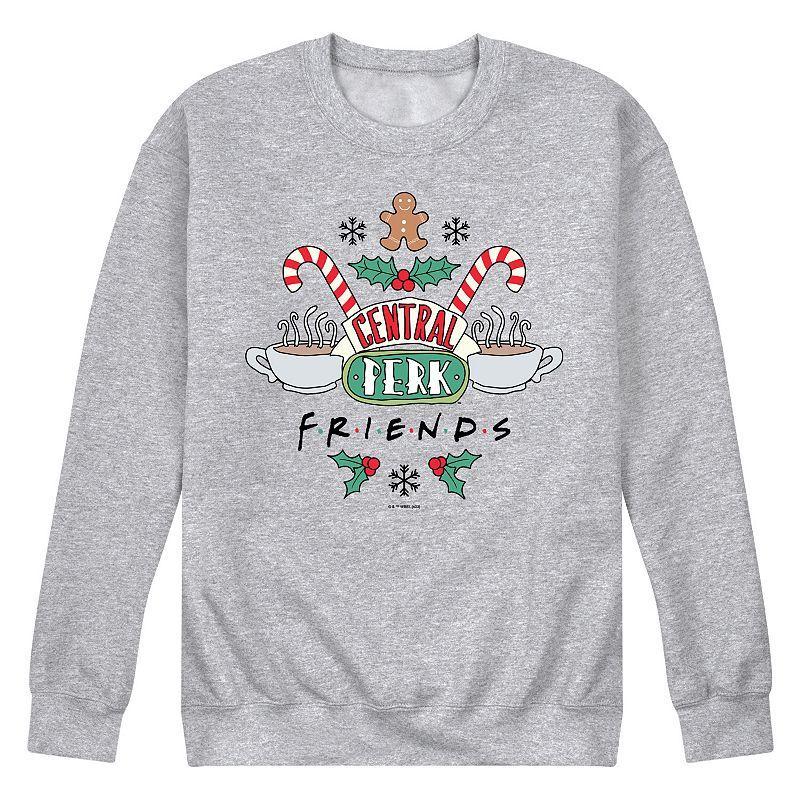 Mens Friends Holiday Central Perk Fleece Sweatshirt Grey Gray Product Image