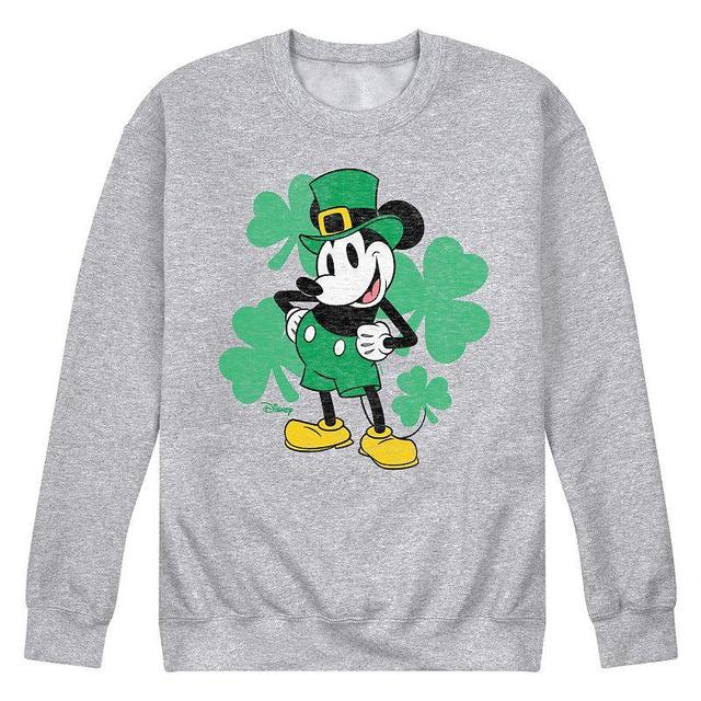 Disneys Mickey Mouse Mens Leprechaun Fleece Sweatshirt Grey Gray Product Image