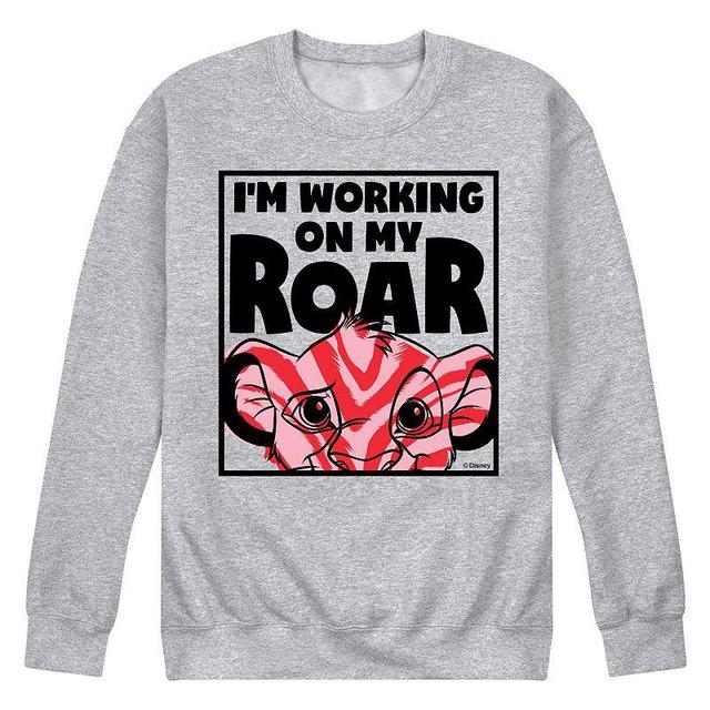 Disneys The Lion King Simba Mens Working On My Roar Fleece Sweatshirt Grey Gray Product Image