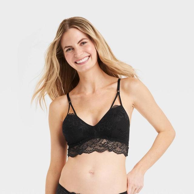 Womens Fishnet Lace Bralette - Auden Black L Product Image