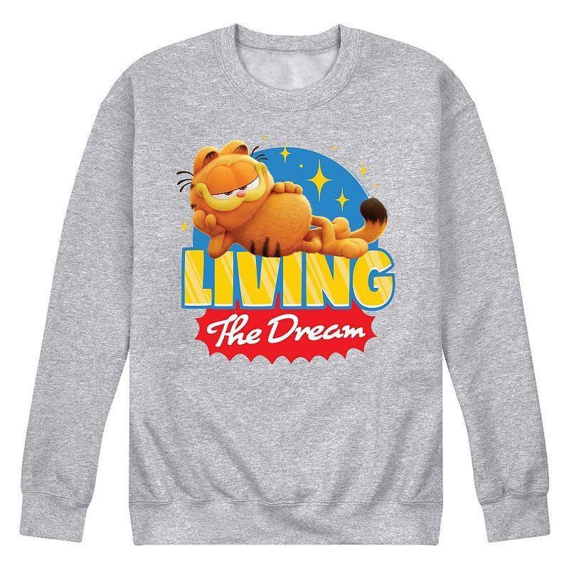 Mens Garfield The Movie Living The Dream Fleece Sweatshirt Athletic Grey Product Image