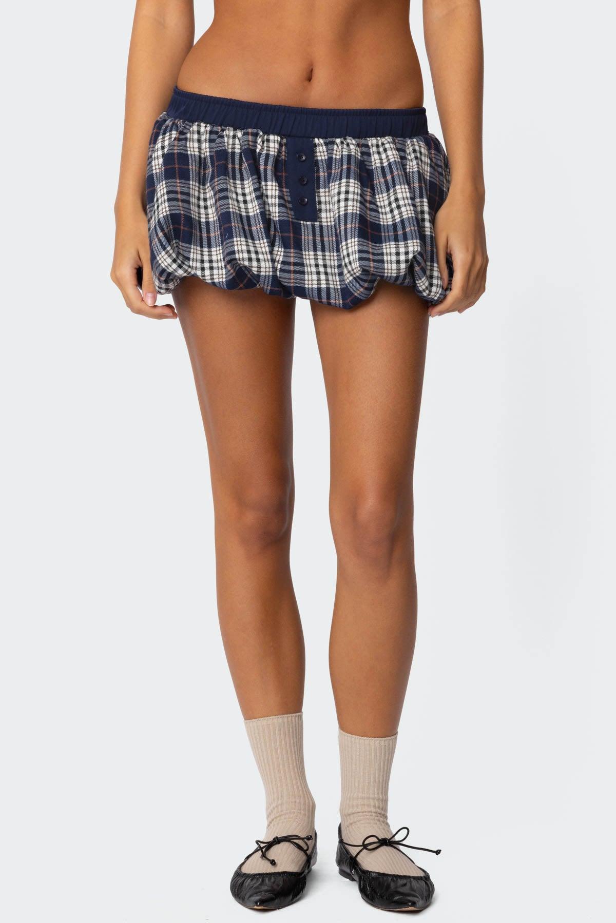 Dianna Plaid Bubble Mini Skort Product Image