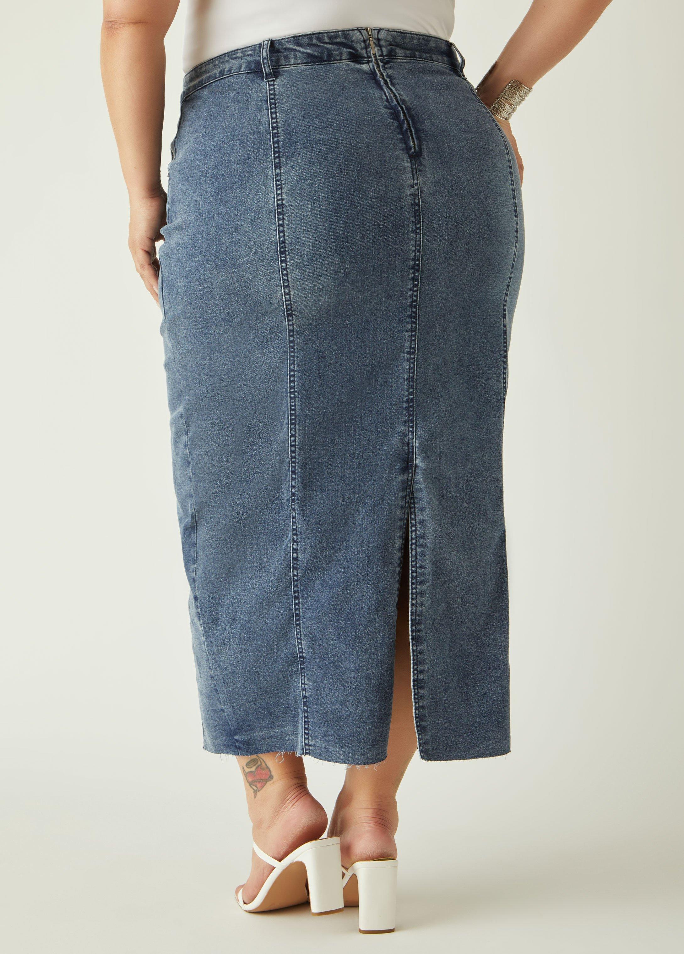 Seamed Maxi Denim Skirt Product Image