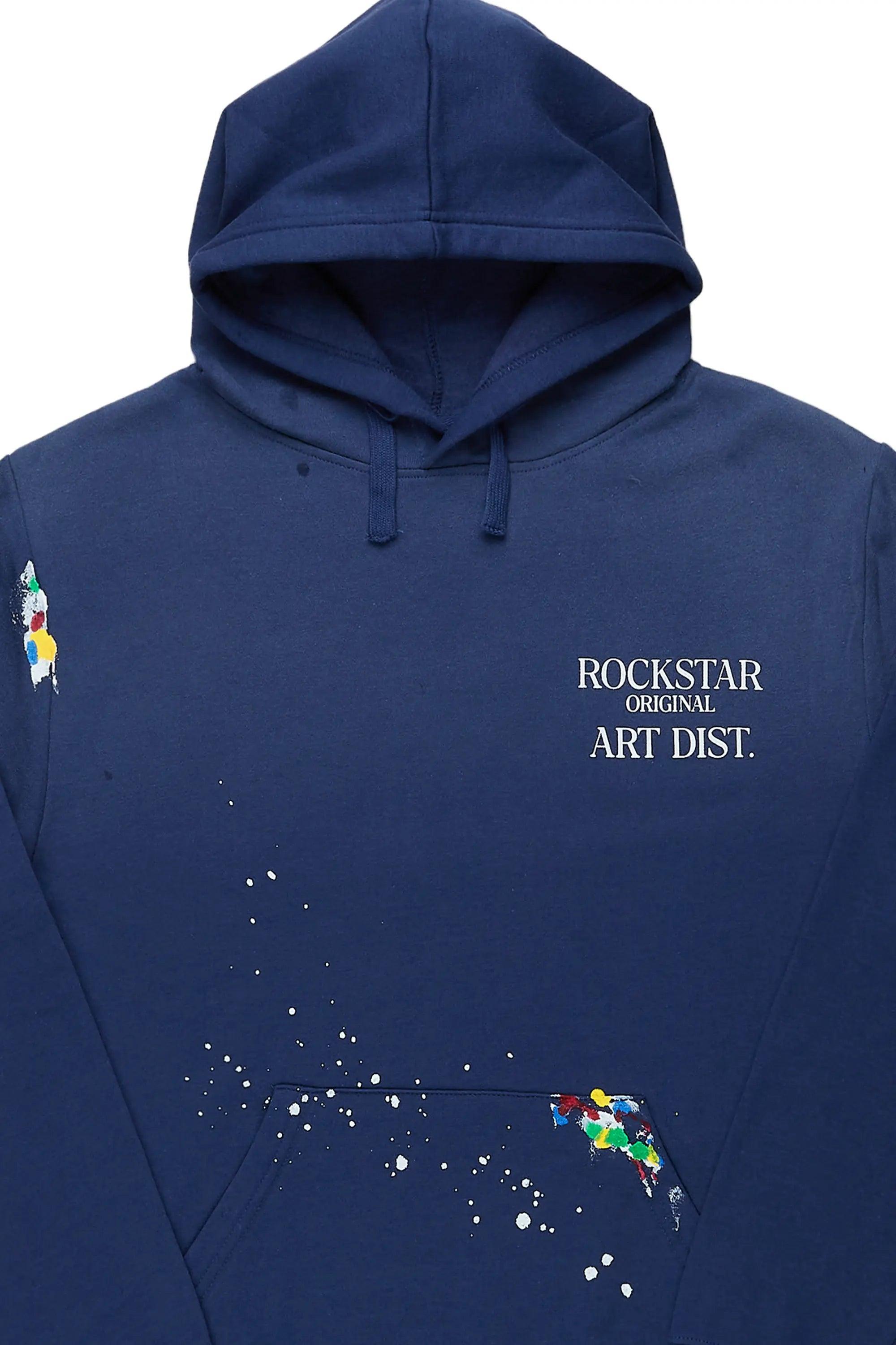 Rockstar Art Dist. Steel Blue Graphic Hoodie Male Product Image