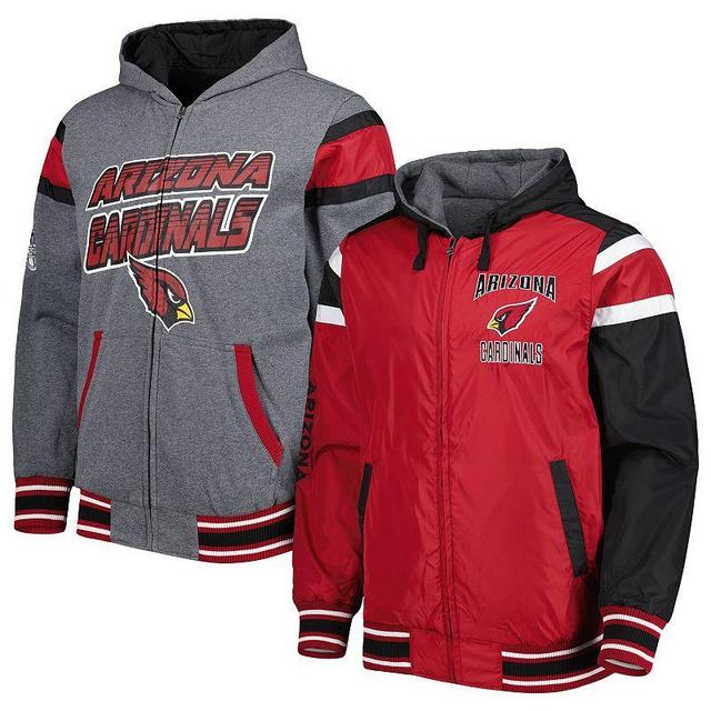 Mens G-III Sports by Carl Banks Cardinal/Gray Arizona Cardinals Extreme Full Back Reversible Hoodie Full-Zip Jacket Product Image