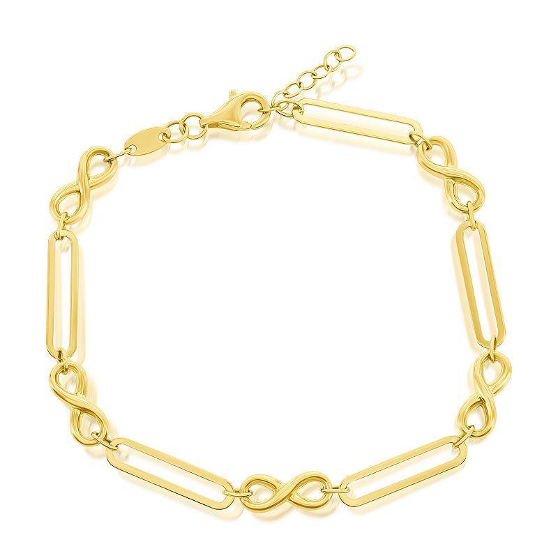 Divine Gold 14k Gold Infinity & Paperclip Chain Bracelet, Womens Yellow Product Image