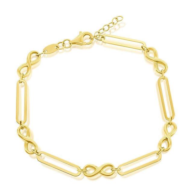 Divine Gold 14k Gold Infinity & Paperclip Chain Bracelet, Womens Yellow Product Image