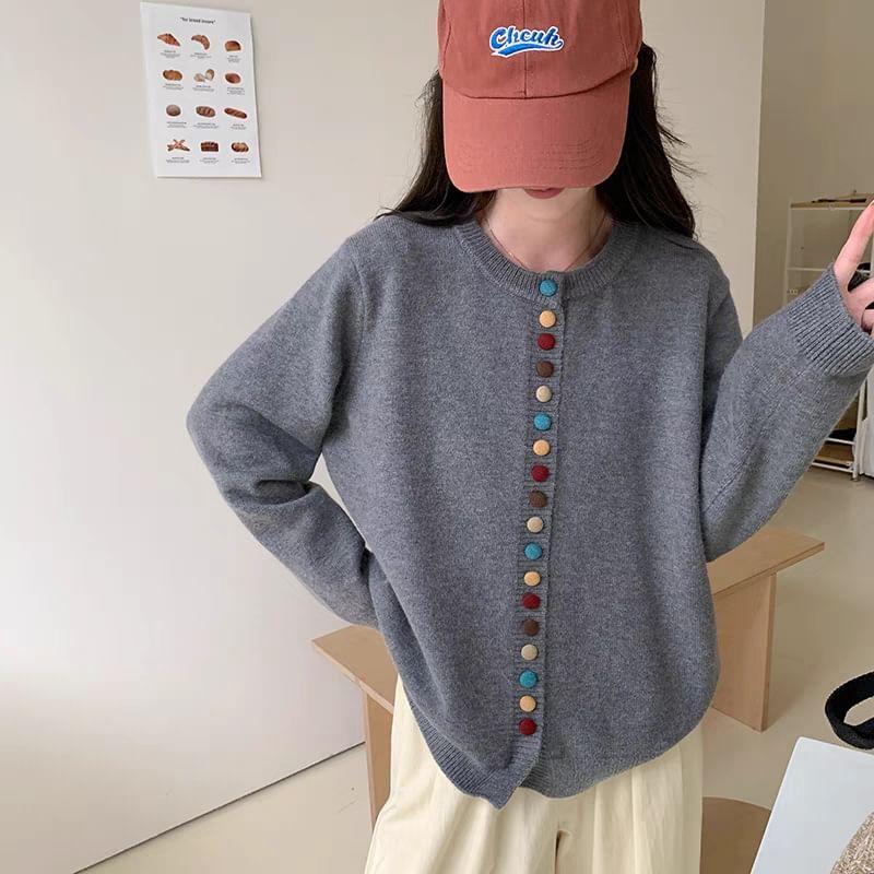 Plain Button-Up Cardigan Product Image