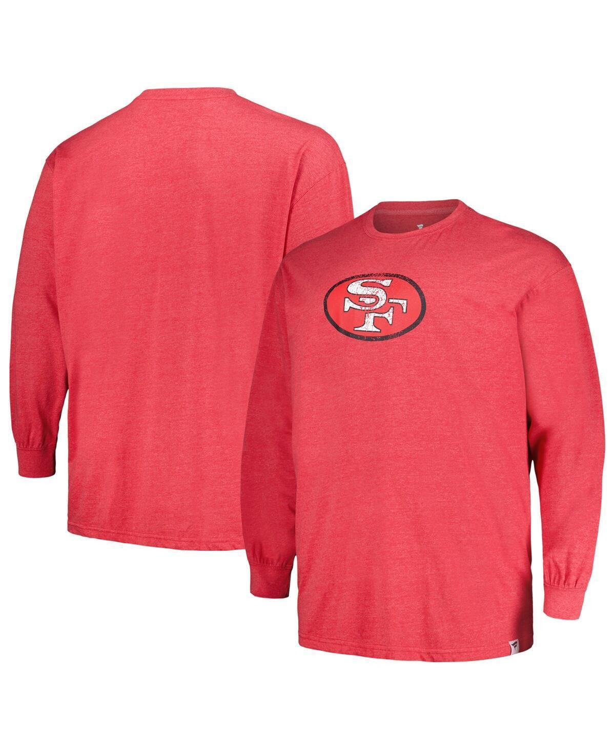 Mens Profile Heather Scarlet San Francisco 49ers Big & Tall Throwback Long Sleeve T-Shirt Product Image