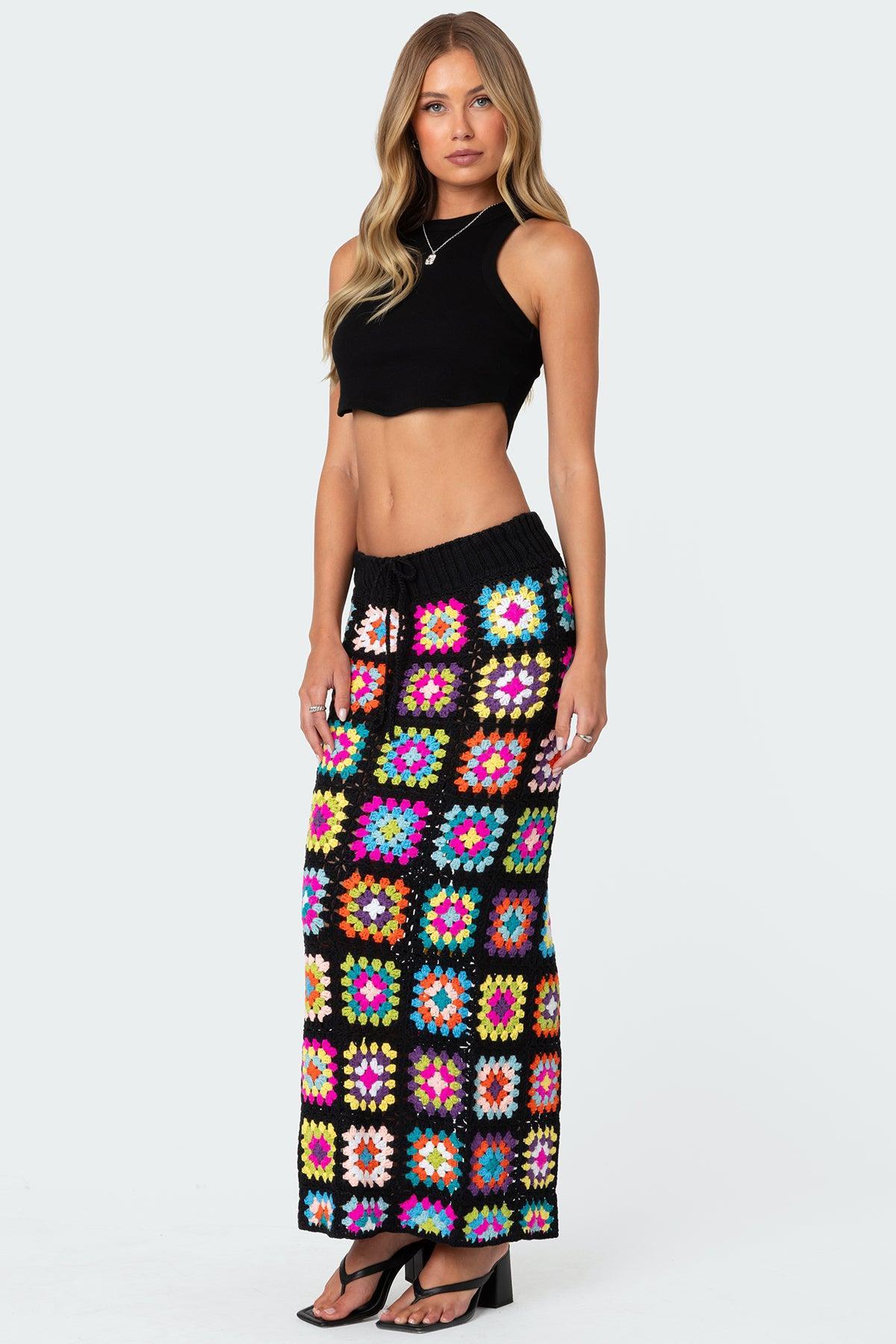 Patchwork Crochet Maxi Skirt Product Image