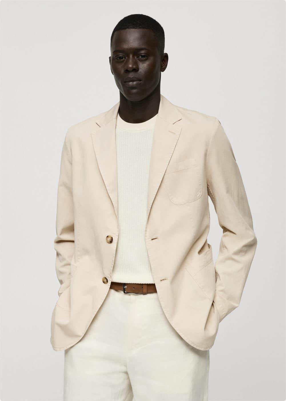 Mango Mens Linen Cotton-Blend Blazer Product Image