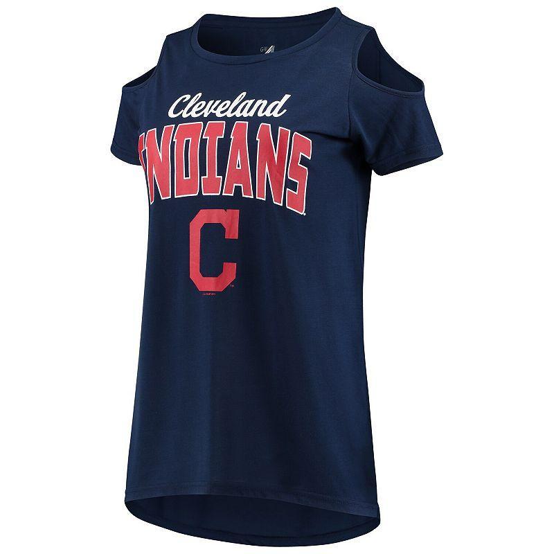 Womens G-III 4Her by Carl Banks Cleveland Indians Clear the Bases Cold Shoulder T-Shirt Blue product image