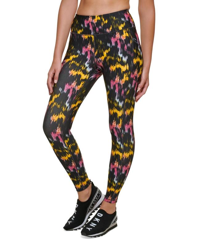 DKNY High-Waist 7/8 Tights w/ Pockets (Lake Blurred Lights) Women's Clothing Product Image