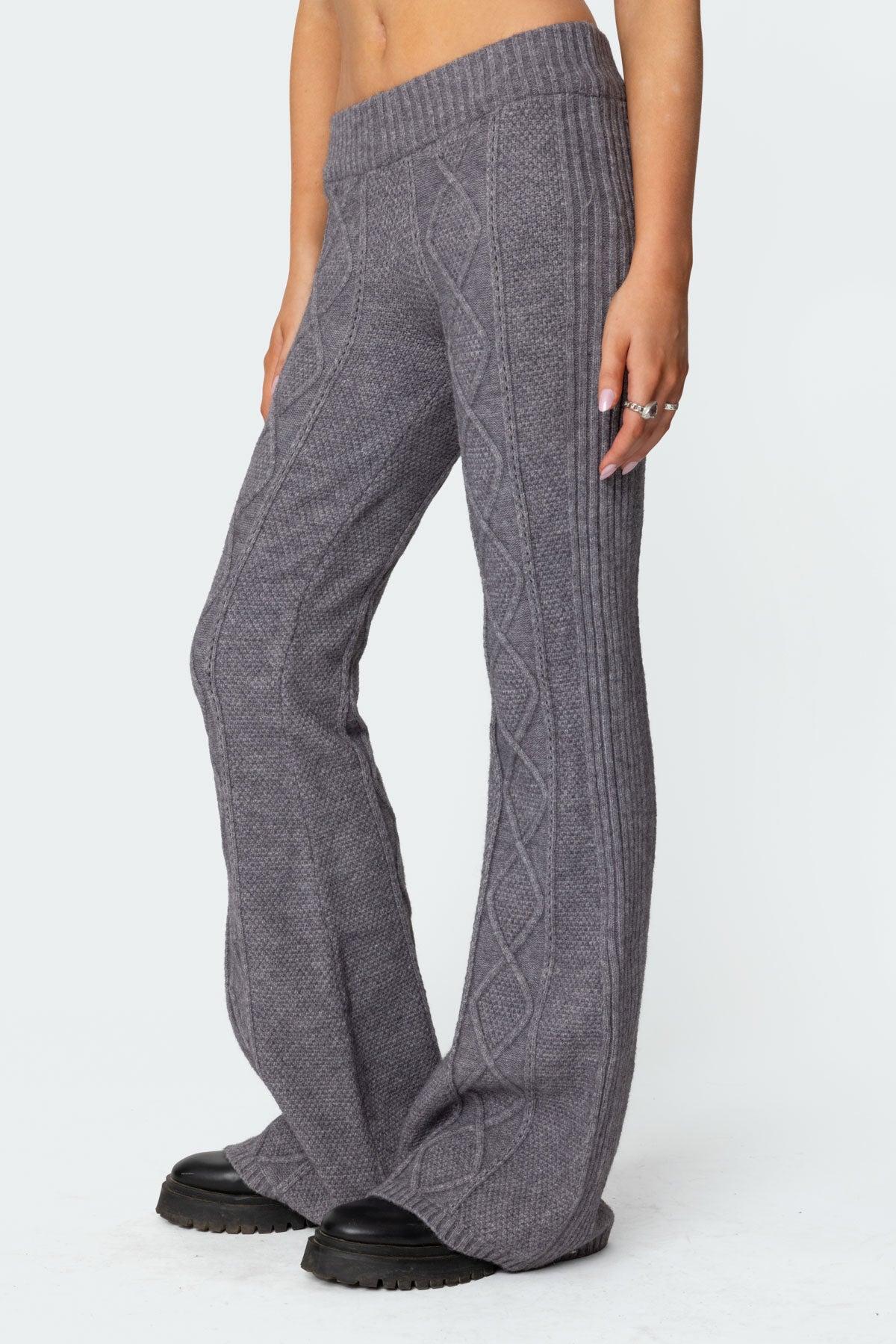 Ray Cable Knit Flared Pants Product Image