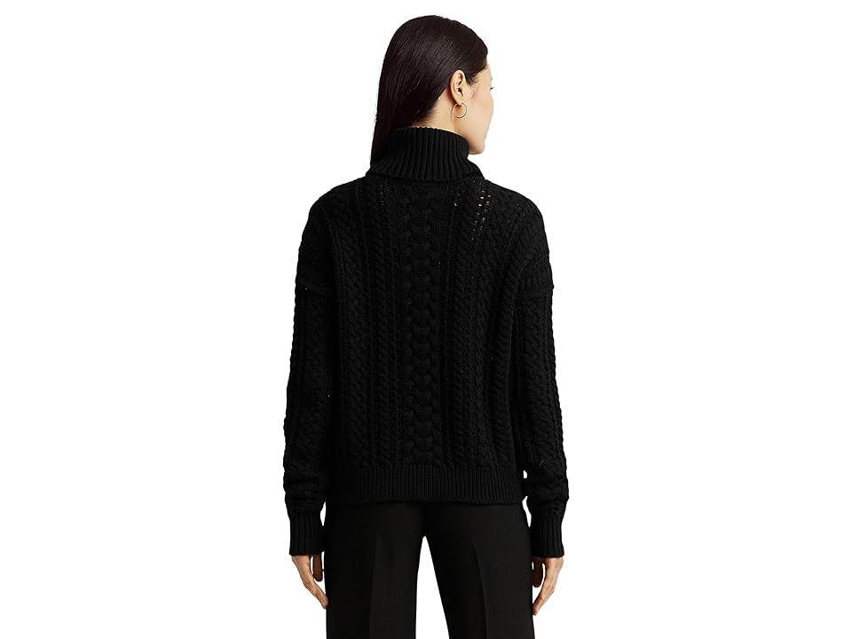 Lauren Ralph Lauren Cable-Knit Cotton-Blend Turtleneck Women's Sweater Product Image