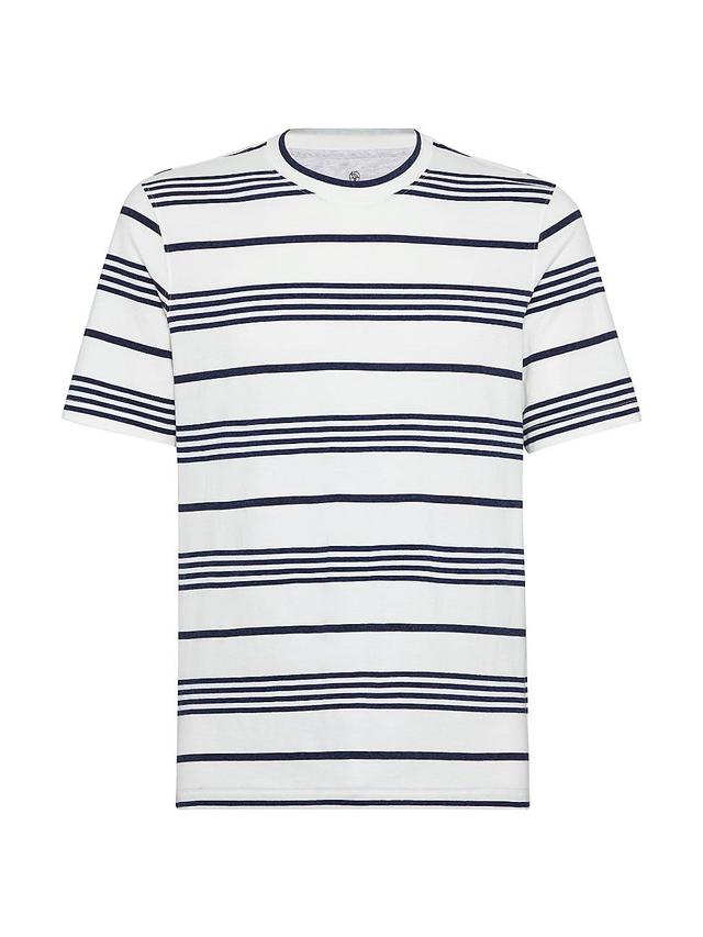 Mens Cotton Multi Stripe Jersey Crew Neck T-Shirt Product Image