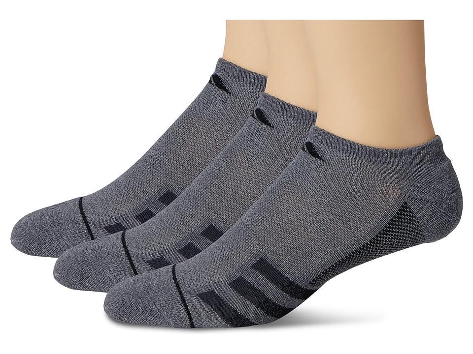 adidas Superlite Stripe 3 No Show Socks 3-Pair (Heather Dark Grey/Black/Night Grey) Men's Crew Cut Socks Shoes Product Image