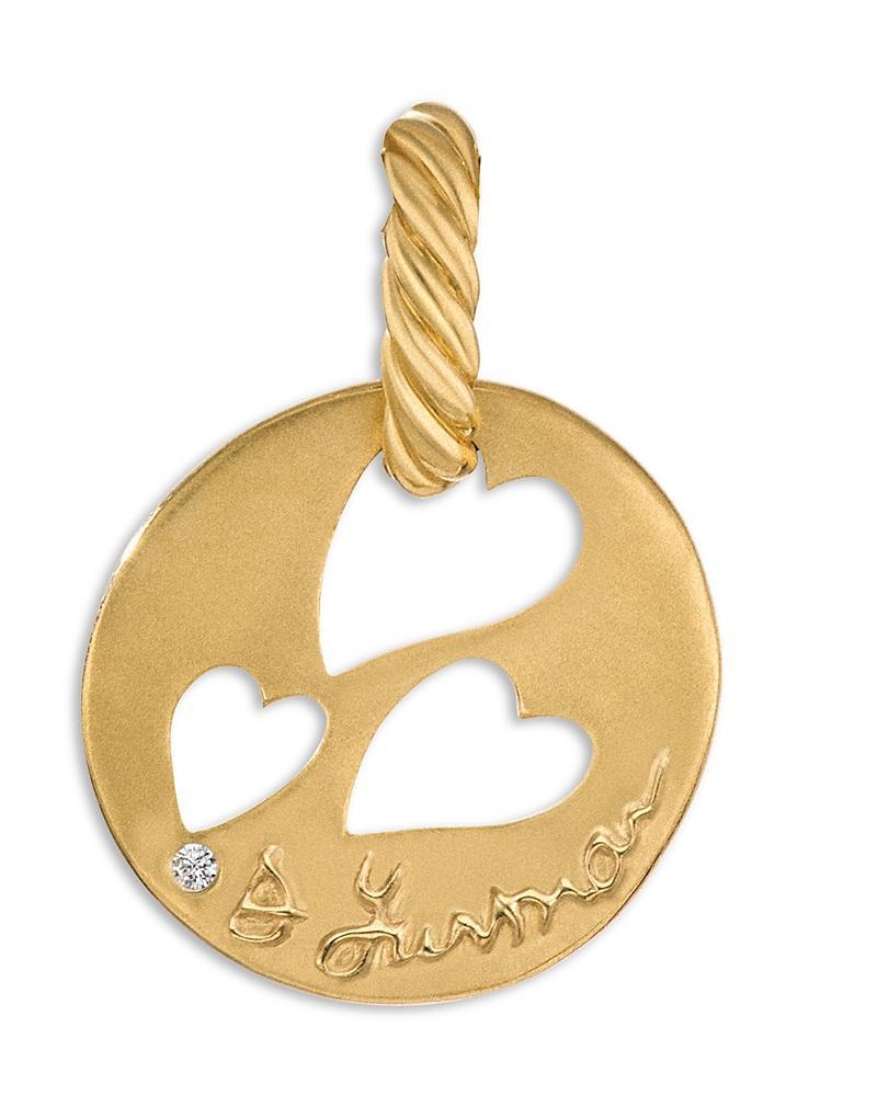 Womens DY Elements Open Hearts Pendant In 18K Yellow Gold With Diamonds Product Image