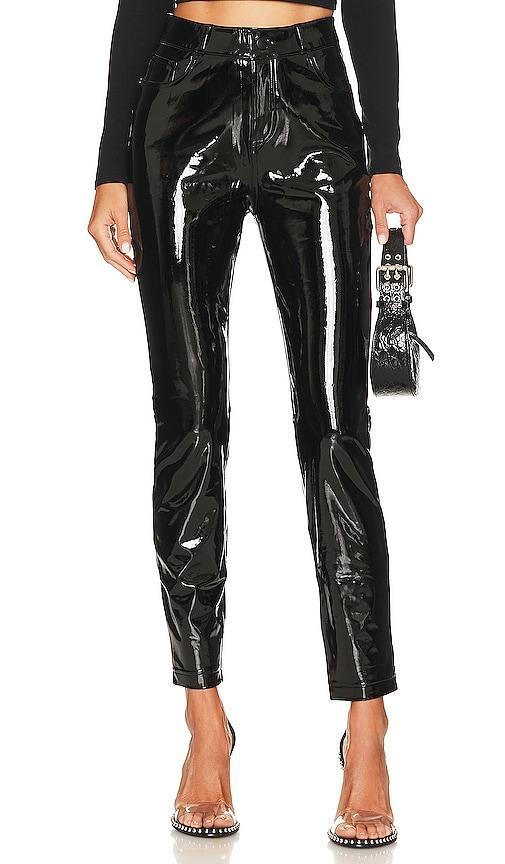 Womens Mid-Rise Faux Patent Leather Skinny Ankle Pants product image