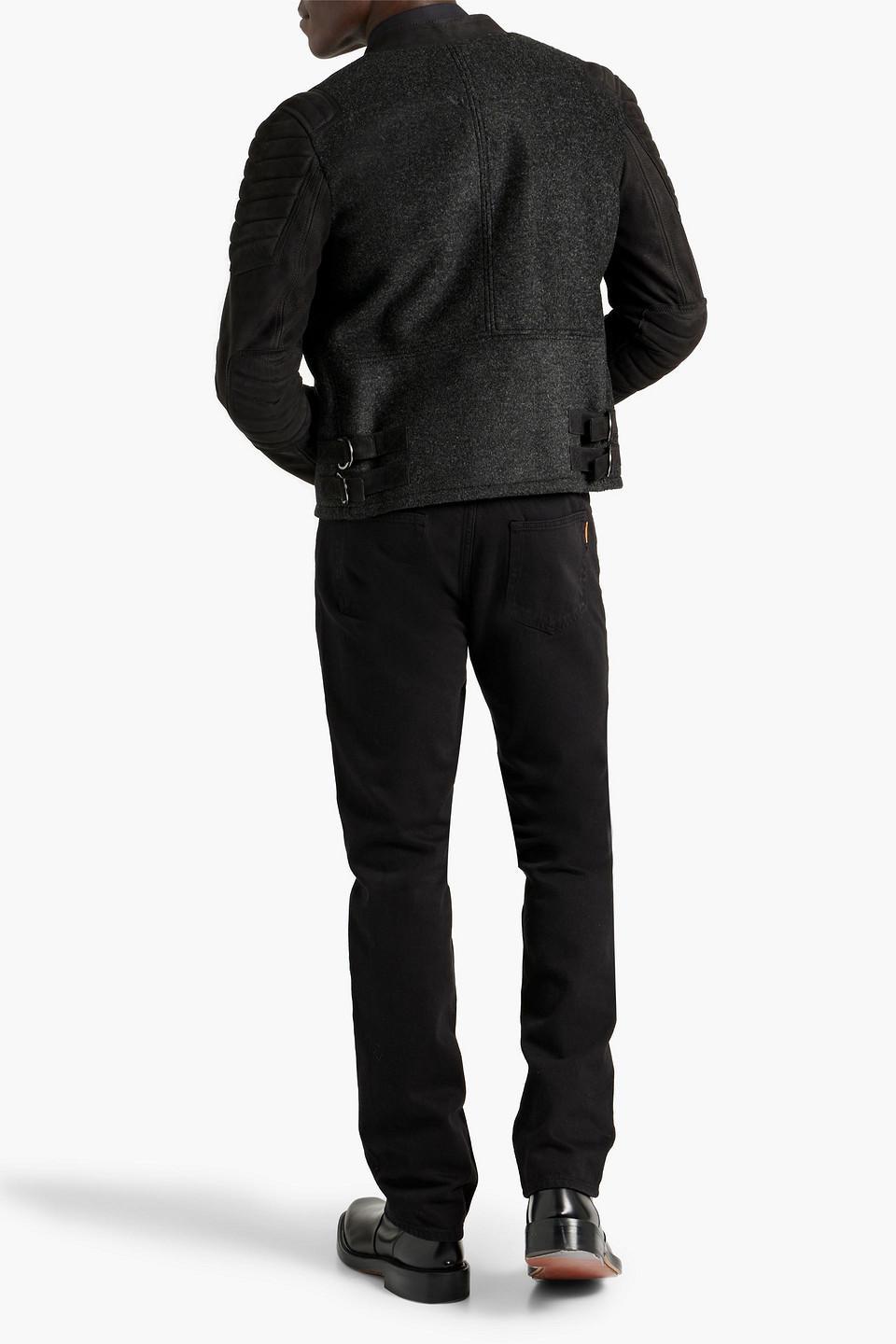 Leather-paneled Wool-bouclé Jacket In Black Product Image