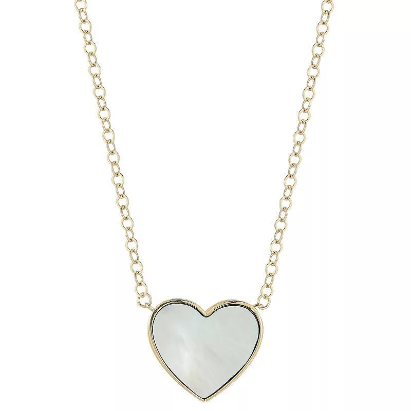 LUMINOR GOLD 14k Gold Mother of Pearl Heart Pendant Necklace, Womens Product Image