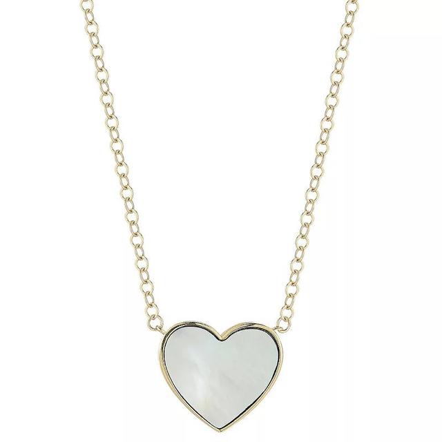 LUMINOR GOLD 14k Gold Mother of Pearl Heart Pendant Necklace, Womens Product Image