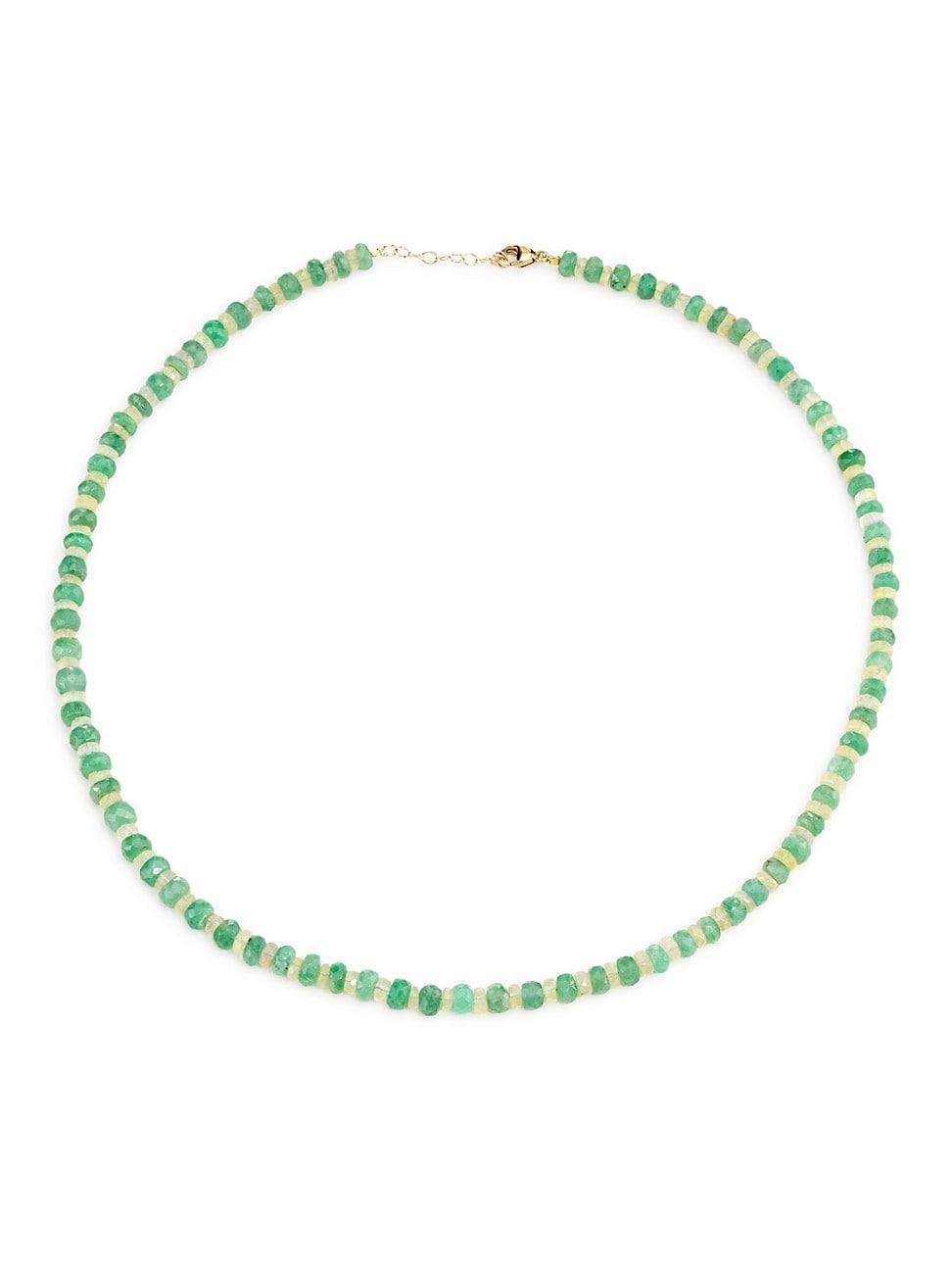 Womens Soleil 14K Yellow Gold, Emerald & Opal Beaded Necklace Product Image