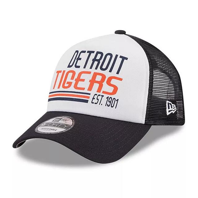 Mens New Era /Navy Detroit Tigers Stacked A-Frame Trucker 9FORTY Adjustable Hat Product Image