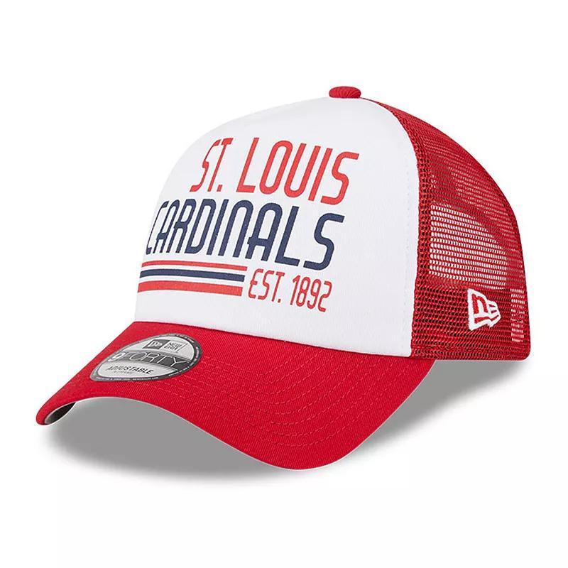 Mens New Era /Red St. Louis Cardinals Stacked A-Frame Trucker 9FORTY Adjustable Hat Product Image