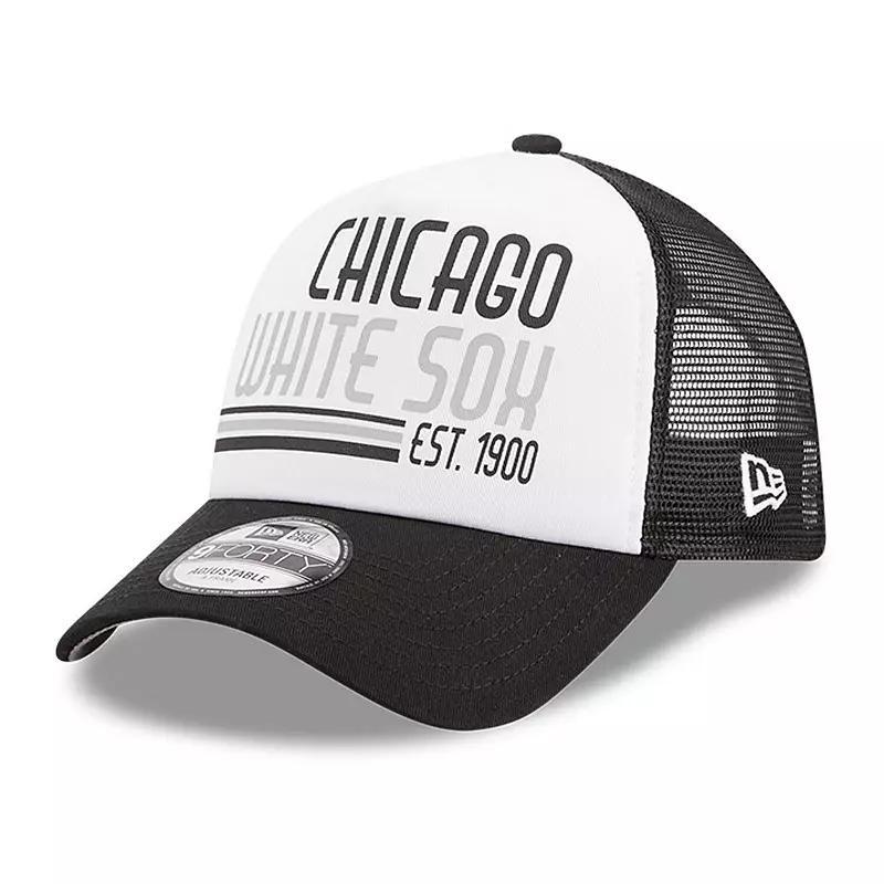 Mens New Era /Black Chicago Sox Stacked A-Frame Trucker 9FORTY Adjustable Hat Product Image