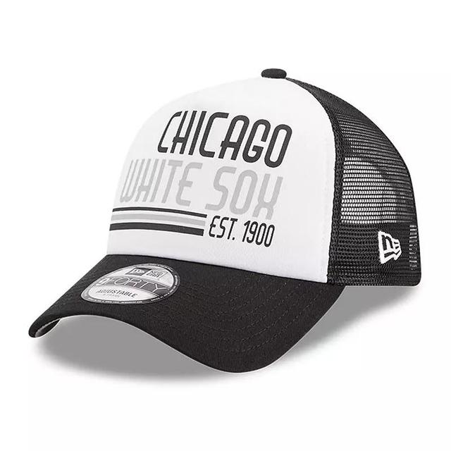 Mens New Era /Black Chicago Sox Stacked A-Frame Trucker 9FORTY Adjustable Hat Product Image