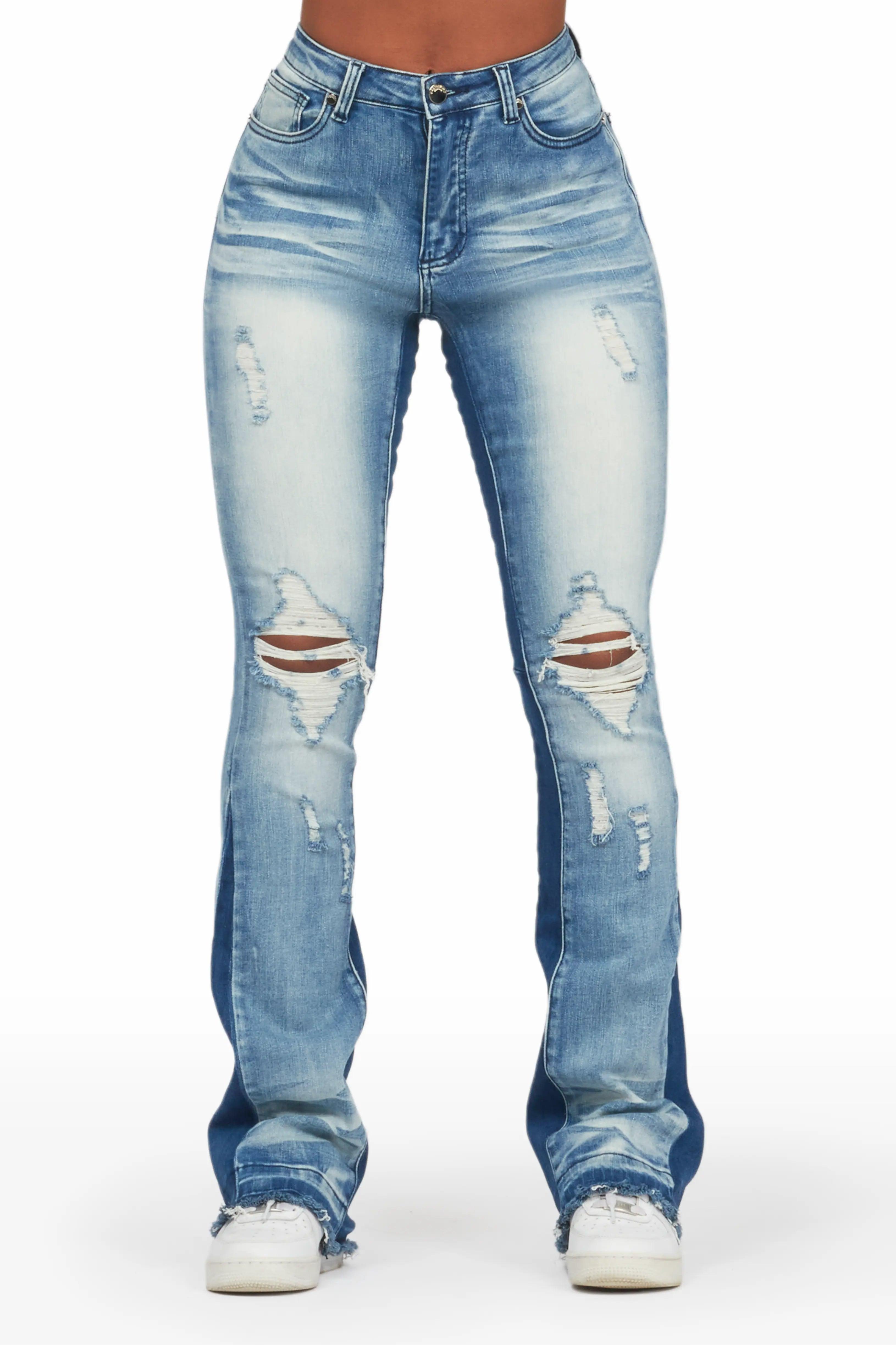 Jazminn Light Wash Stacked Flare Jean Female product image