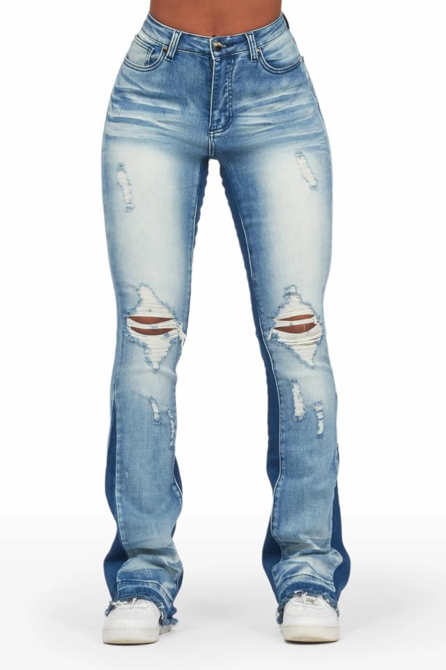 Jazminn Light Wash Stacked Flare Jean Female Product Image