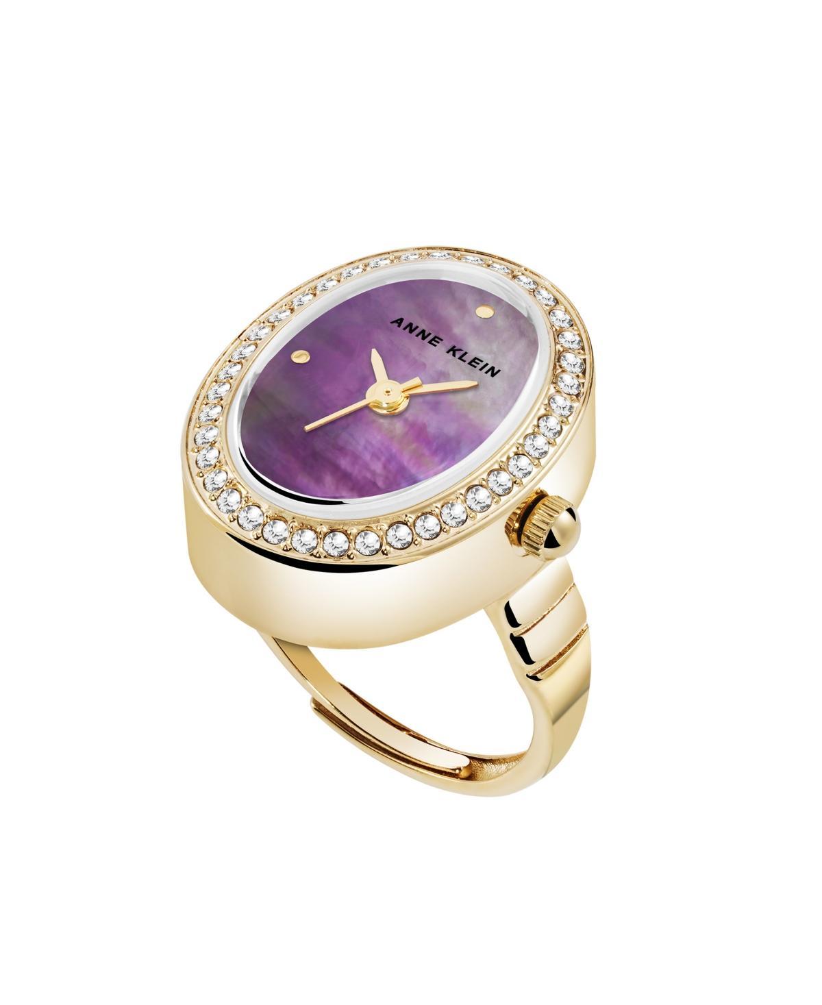 Anne Klein Womens Quartz Purple Mother of Pearl and Gold-Tone Alloy Metal Ring Watch, 17mm - Purple/Gold-Tone Product Image