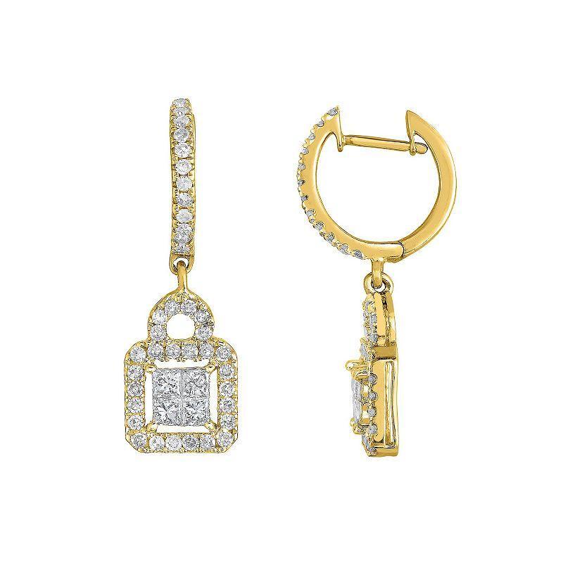 14k Gold 1 Carat T.W. Diamond Drop Earrings, Womens Product Image