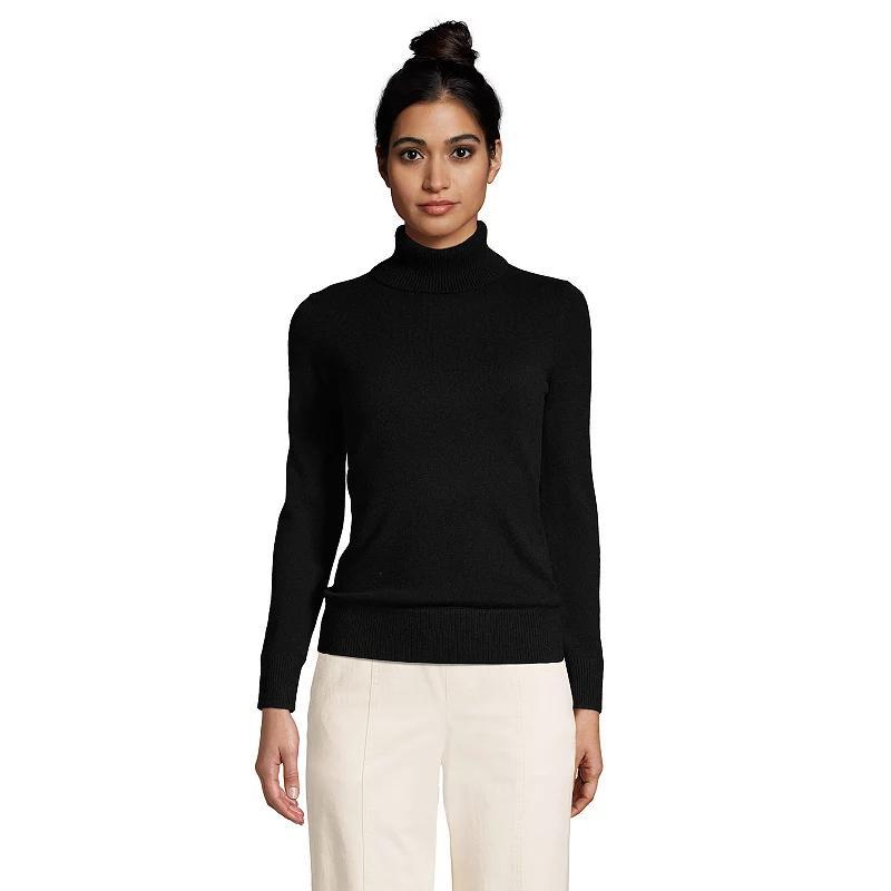 Womens Lands End Turtleneck Cashmere Sweater White Product Image